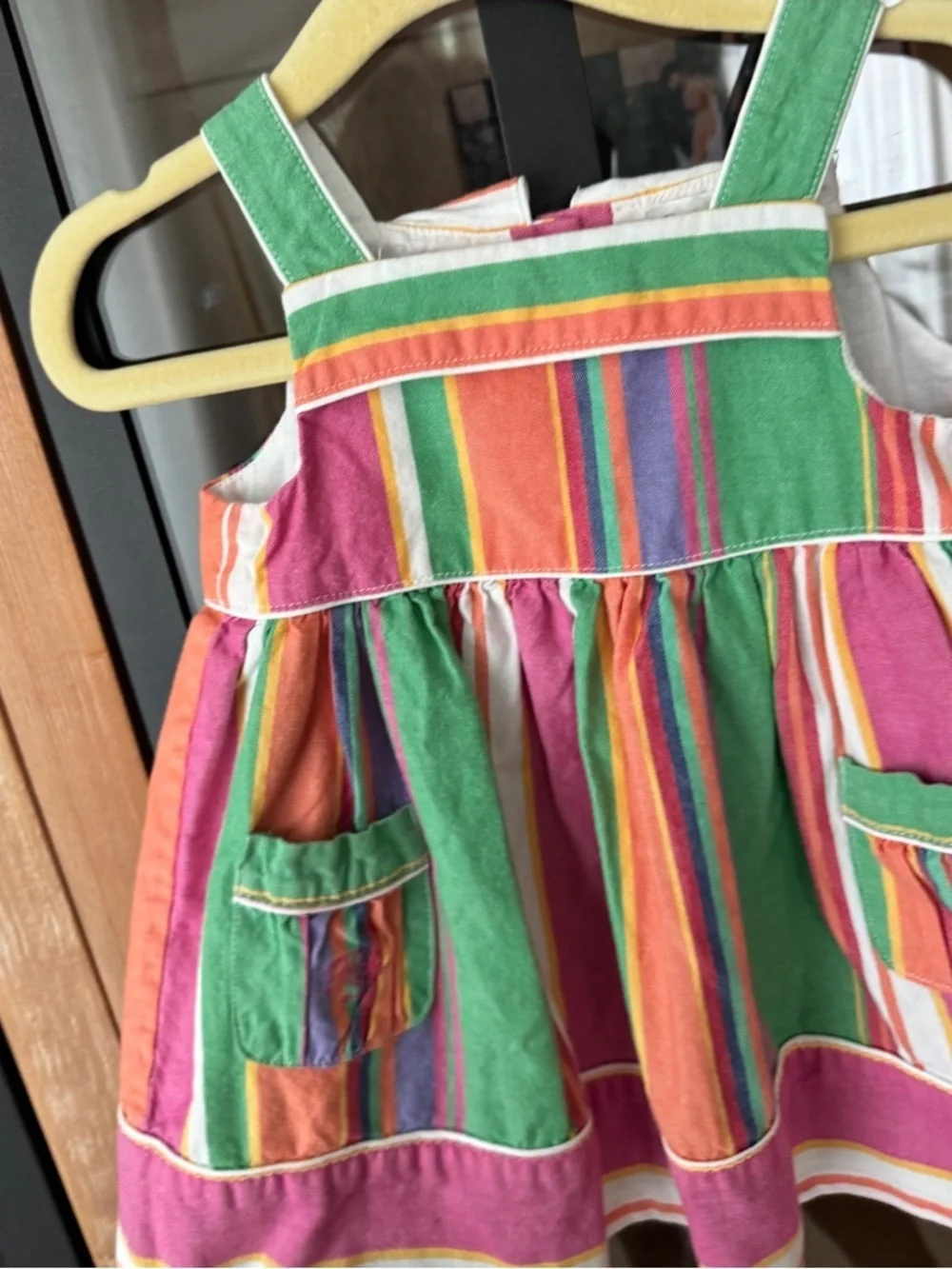 Ralph Lauren baby girl dress striped colorful cotton sleeveless embroidered logo